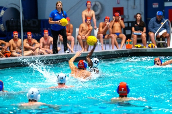 Swimmers during a water polo match at RAFC.